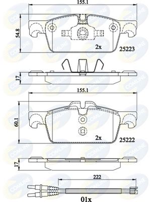 COMLINE Комплект тормозных колодок, дисковый тормоз CBP22195