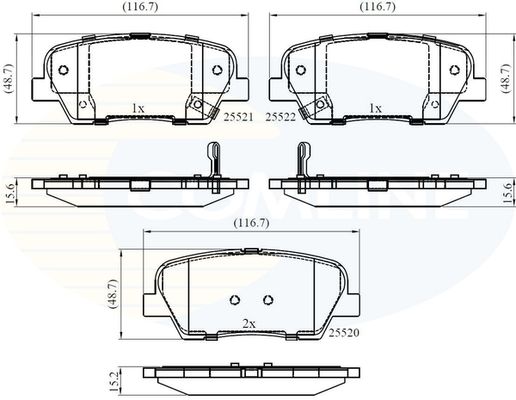 COMLINE Bremžu uzliku kompl., Disku bremzes CBP36009