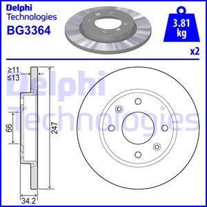 DELPHI Тормозной диск BG3364