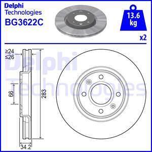 DELPHI Тормозной диск BG3622