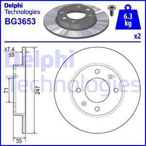 DELPHI Тормозной диск BG3653