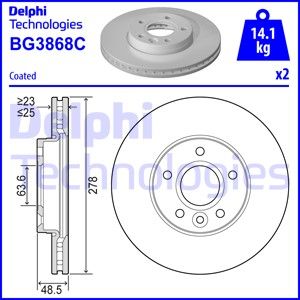 DELPHI Bremžu diski BG3868C