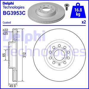 DELPHI Bremžu diski BG3953C