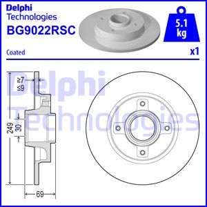 DELPHI Тормозной диск BG9022RSC