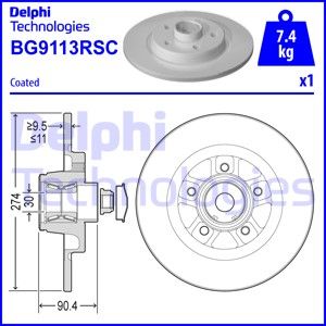 DELPHI Тормозной диск BG9113RSC