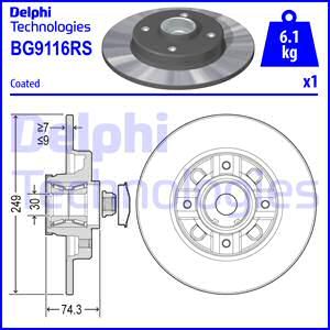 DELPHI Bremžu diski BG9116RS