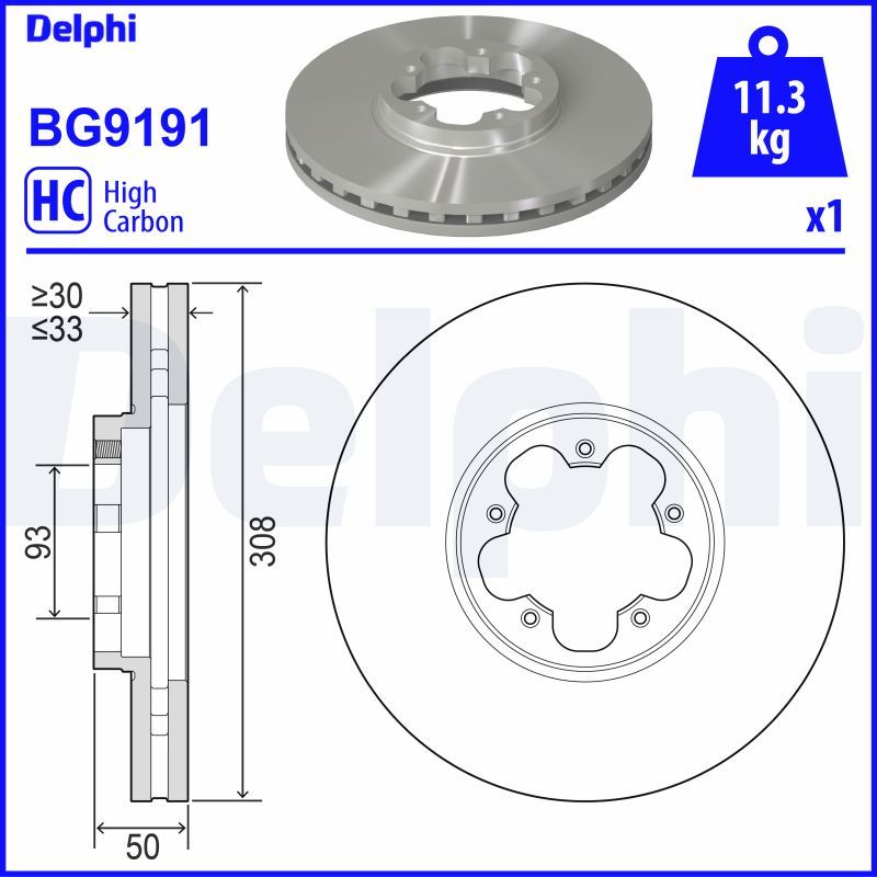 DELPHI Bremžu diski BG9191