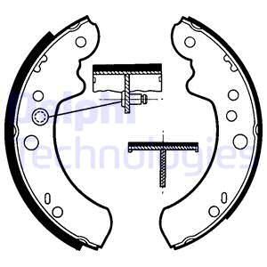 DELPHI Комплект тормозных колодок, стояночная тормозная с LS1418