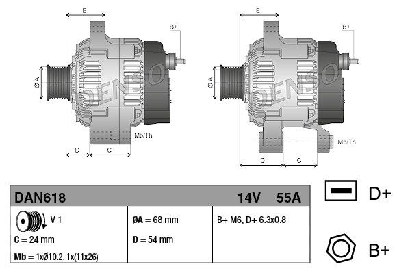 DENSO Генератор DAN618