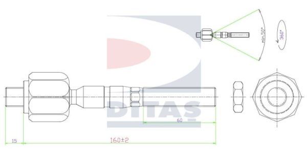 DITAS Осевой шарнир, рулевая тяга A2-5403