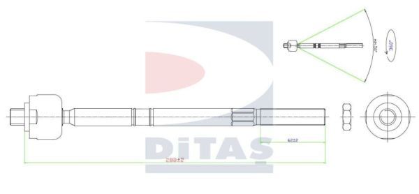 DITAS Осевой шарнир, рулевая тяга A2-5415