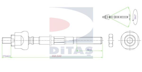 DITAS Осевой шарнир, рулевая тяга A2-5546