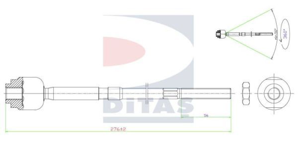 DITAS Aksiālais šarnīrs, Stūres šķērsstiepnis A2-5628