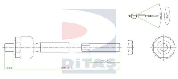 DITAS Осевой шарнир, рулевая тяга A2-5637