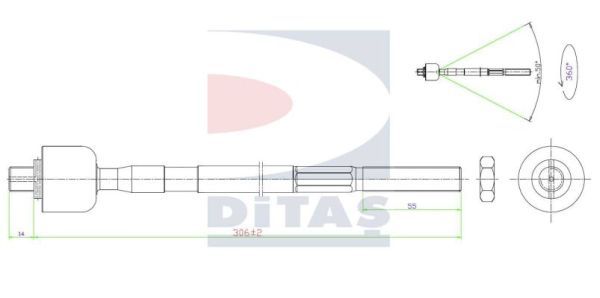 DITAS Осевой шарнир, рулевая тяга A2-5639