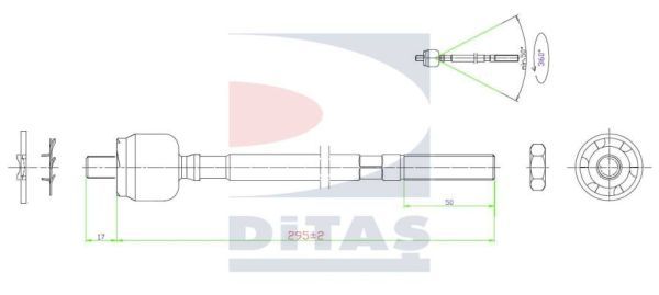 DITAS Осевой шарнир, рулевая тяга A2-5649