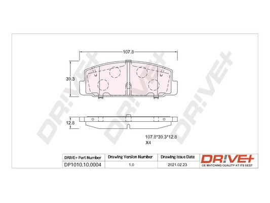 DR!VE+ Комплект тормозных колодок, дисковый тормоз DP1010.10.0004
