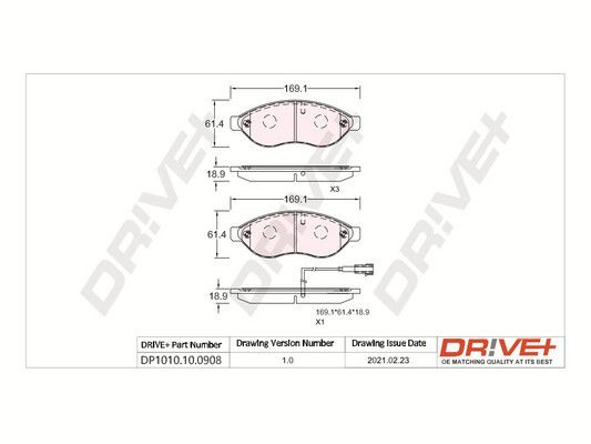 DR!VE+ Комплект тормозных колодок, дисковый тормоз DP1010.10.0908