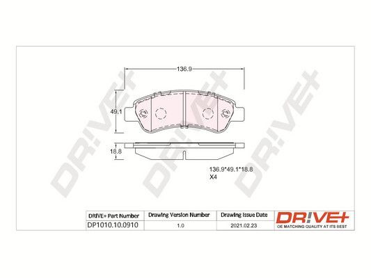 DR!VE+ Комплект тормозных колодок, дисковый тормоз DP1010.10.0910