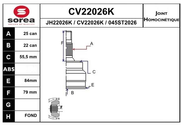 EAI Шарнирный комплект, приводной вал CV22026K