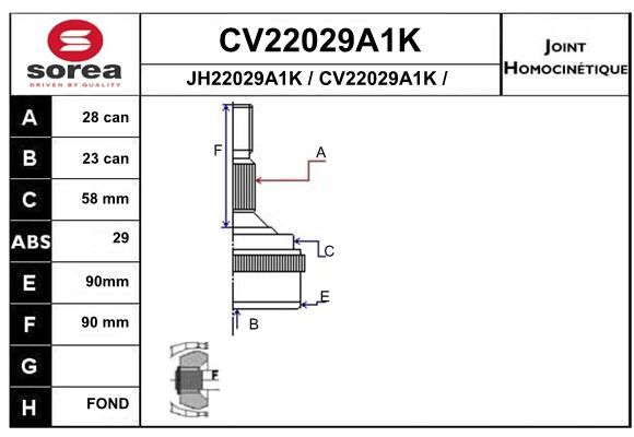 EAI Шарнирный комплект, приводной вал CV22029A1K