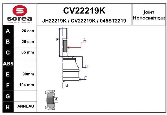 EAI Шарнирный комплект, приводной вал CV22219K