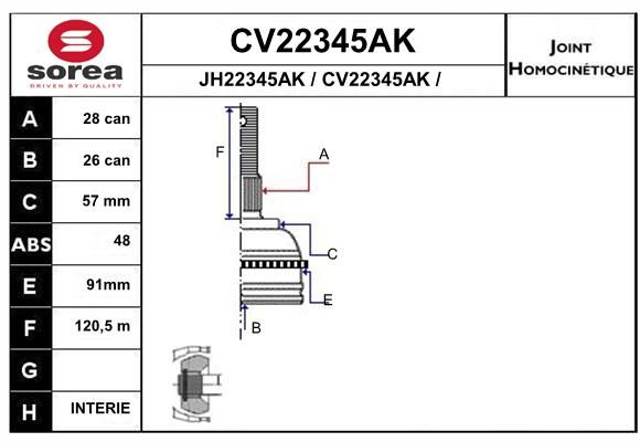 EAI Шарнирный комплект, приводной вал CV22345AK