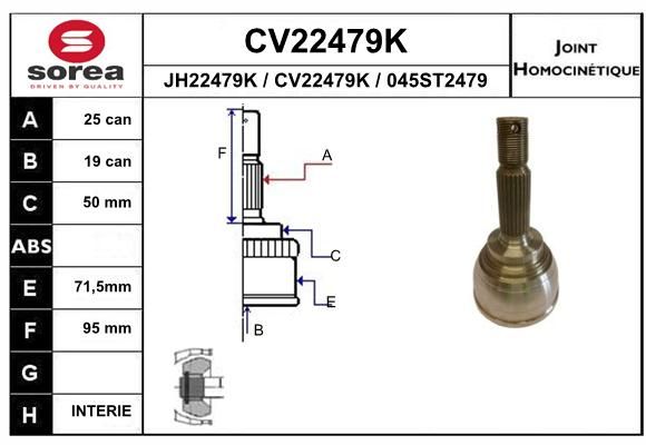 EAI Šarnīru komplekts, Piedziņas vārpsta CV22479K