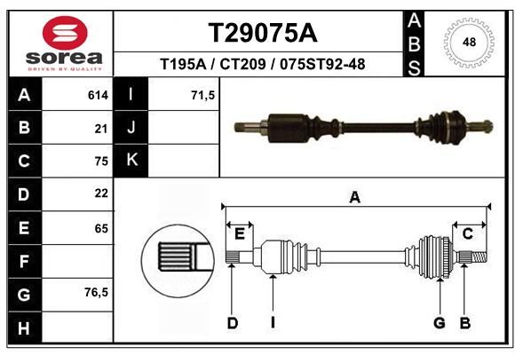 EAI Piedziņas vārpsta T29075A