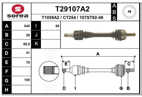 EAI Приводной вал T29107A2