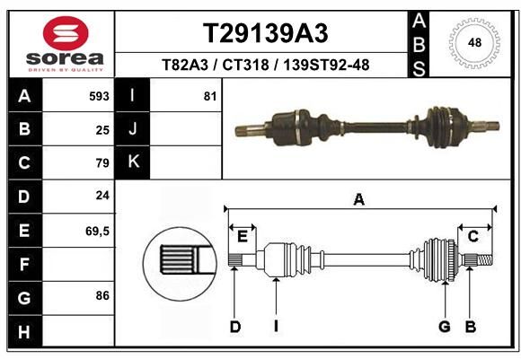 EAI Приводной вал T29139A3