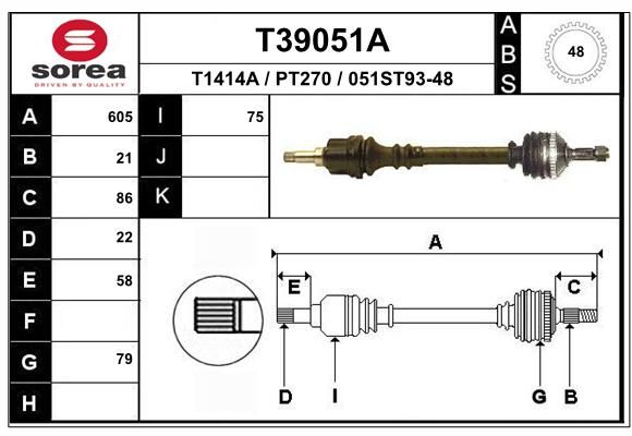 EAI Piedziņas vārpsta T39051A