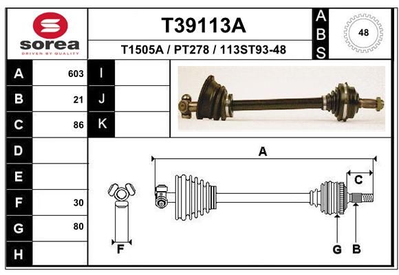 EAI Piedziņas vārpsta T39113A