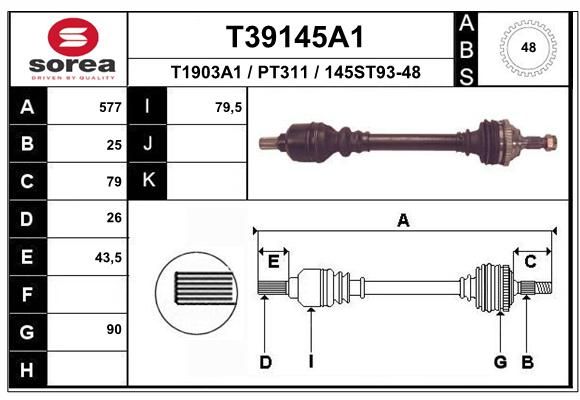 EAI Piedziņas vārpsta T39145A1