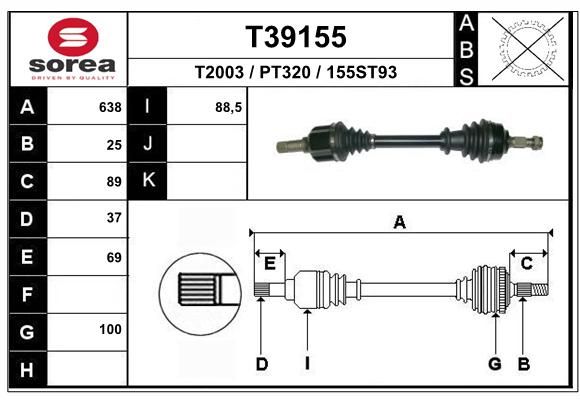 EAI Piedziņas vārpsta T39155