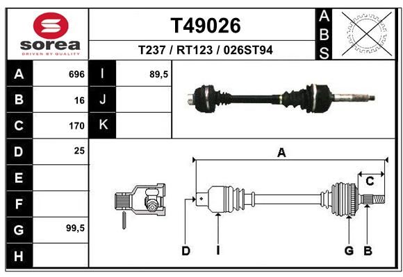 EAI Приводной вал T49026