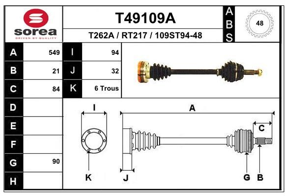 EAI Приводной вал T49109A