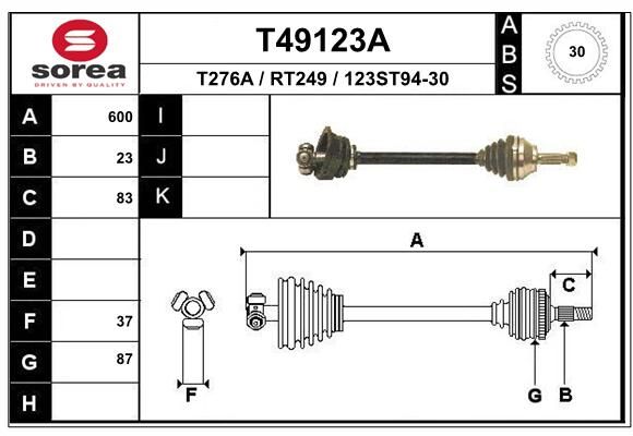 EAI Piedziņas vārpsta T49123A