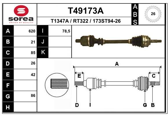 EAI Приводной вал T49173A