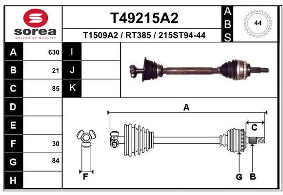 EAI Piedziņas vārpsta T49215A2