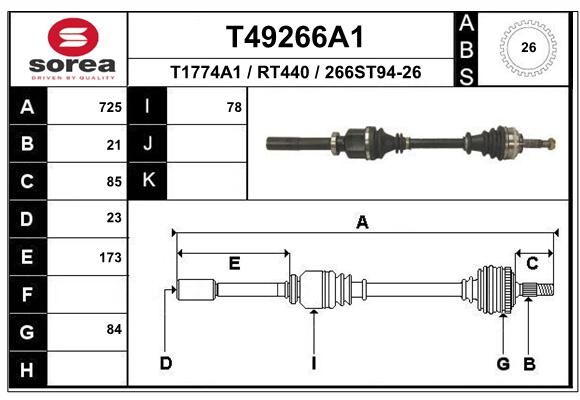 EAI Piedziņas vārpsta T49266A1