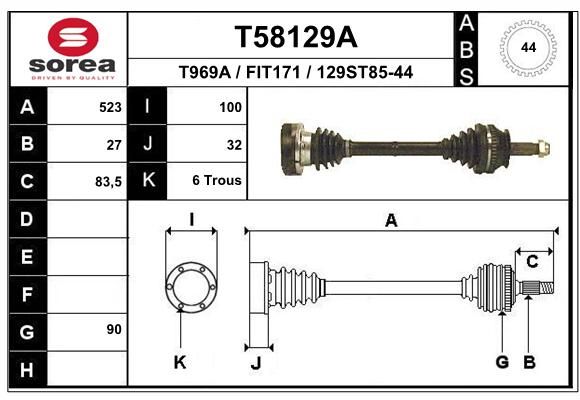 EAI Piedziņas vārpsta T58129A