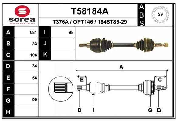 EAI Piedziņas vārpsta T58184A