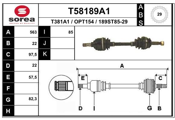 EAI Piedziņas vārpsta T58189A1