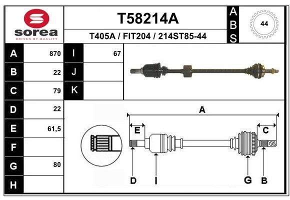 EAI Piedziņas vārpsta T58214A