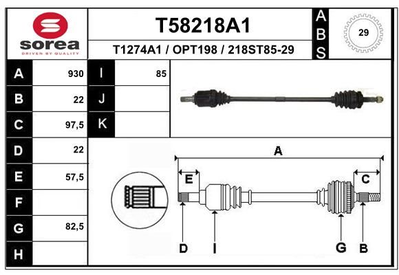 EAI Piedziņas vārpsta T58218A1