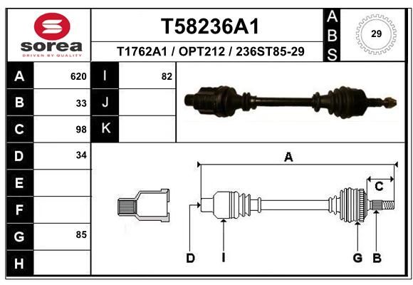 EAI Приводной вал T58236A1