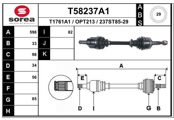 EAI Piedziņas vārpsta T58237A1