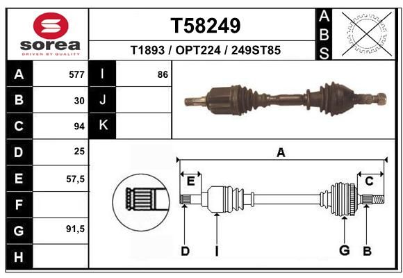 EAI Piedziņas vārpsta T58249