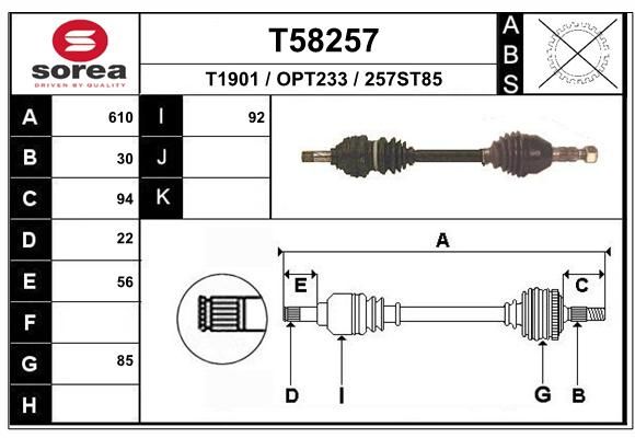 EAI Piedziņas vārpsta T58257